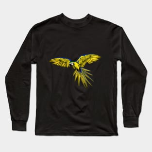 Blue And Yellow Macaw Drawing Long Sleeve T-Shirt